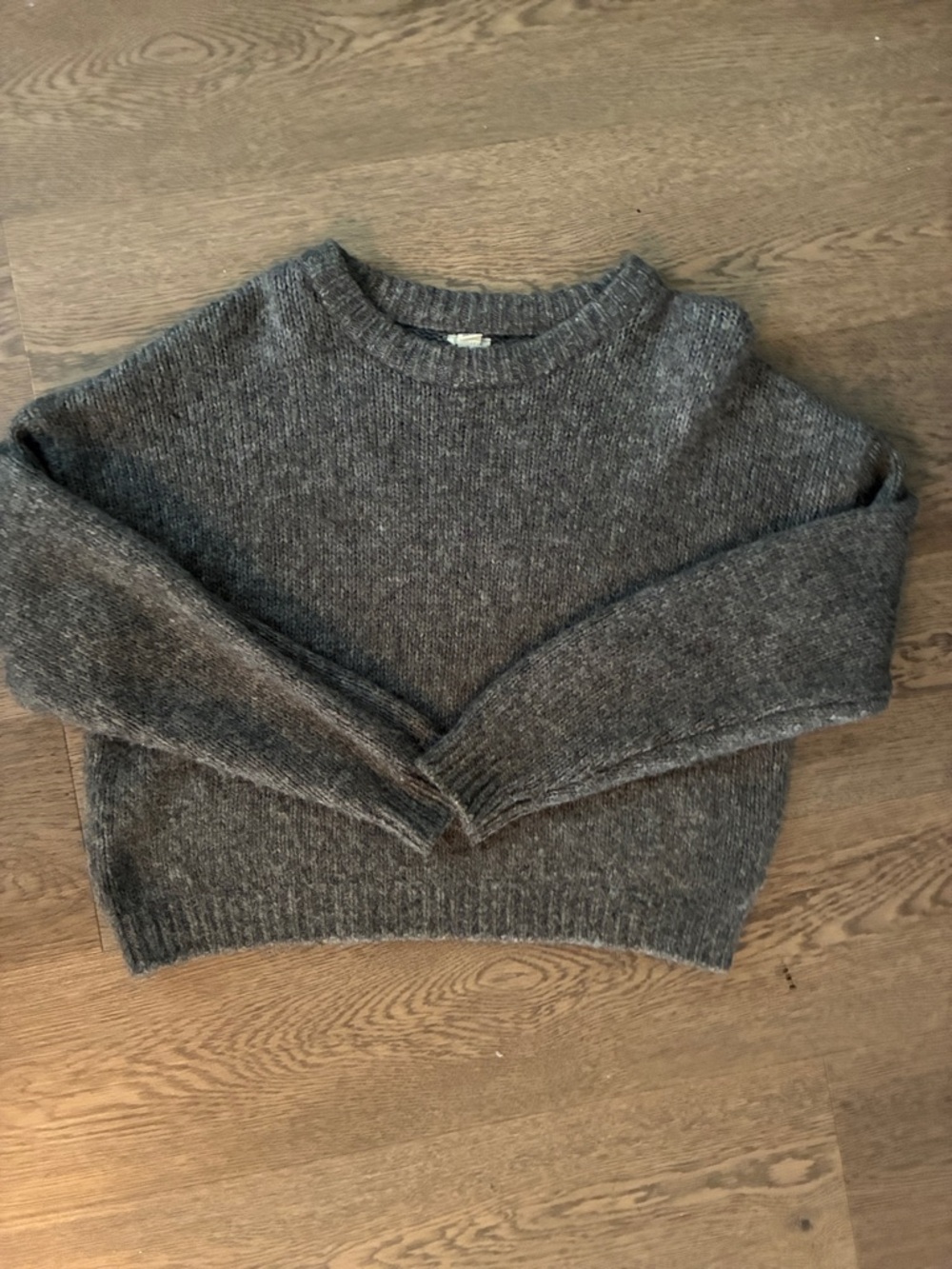 Garage Gray Cropped Crewneck Sweater